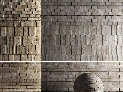 Modern Feature Wall Design With Various Brick Textures Neutral Tones And Decorative Dome 3d model