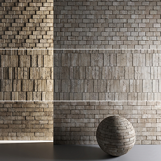 Modern brick wall Stone brick background wall 3d model