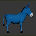 Realistic 3D Blue Donkey Model Standing On Dark Background With Reflection 3d model