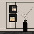 Artistic Sculpture Carving Display In Modern Interior With Vase And Floral Branch