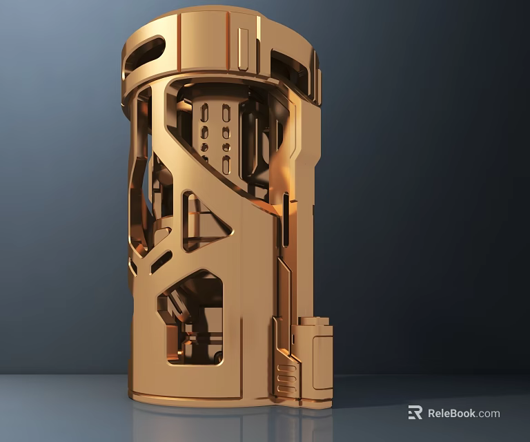 Golden Modern Candle Lamp With Metallic Hollow Design And Unique Openwork Structure 3d model 