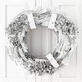 Natural Decorative Wreath With Green Branches And Red Berries On Wooden Background