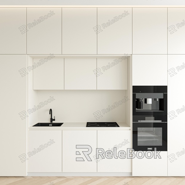 Cream Style Cabinet Side Cabinet Western Kitchen Open Kitchen Water Bar Water Dispenser Induction Cooker Sink model