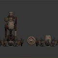 Rusty Mechanical Character And Biomechanical Creature Featuring Metal Joints And Parts