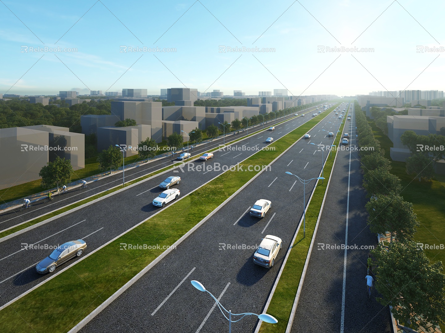 Standard section of modern road 3d model