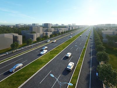 Standard section of modern road 3d model