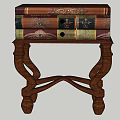 Vintage Wooden Side Table With Carved Legs Decorative Books And Ornate Details