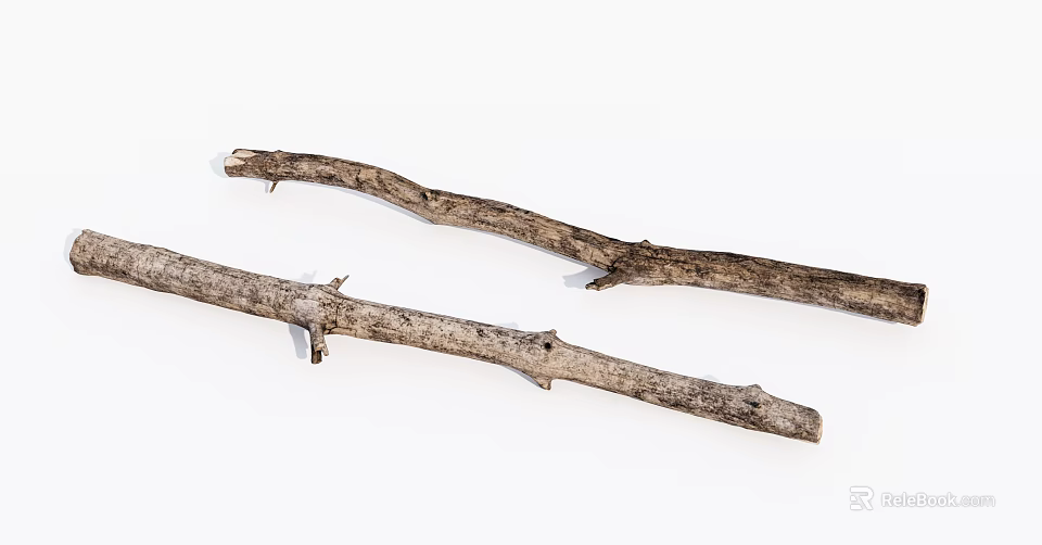 Natural Dry Wooden Branches With Rough Texture For Home Decoration Projects 3d model 