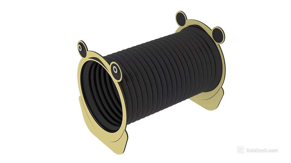 Frog Shaped Playground Equipment with Black Spiral Structure and Golden Edges for Kids 3d model 