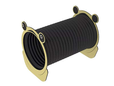 Frog Shaped Playground Equipment with Black Spiral Structure and Golden Edges for Kids 3d model