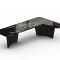 Modern Dining Table With Black And Gold Marble Tabletop And Unique Dark Base 3d model