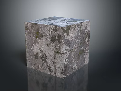 Rustic Wood and Stone Cube With Natural Surface Texture and Decorative Design 3d model