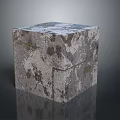Rustic Wood and Stone Cube With Natural Surface Texture and Decorative Design 3d model