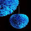 Two Blue Feather Design Chandeliers Decorative Style On Black Background