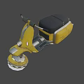 Futuristic Yellow Hover Motorcycle With Glowing Disk Black Seat And Storage Compartment