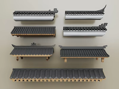 Traditional Chinese Roof Components With Various Eave Styles And Tile Designs 3d model