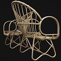 Set of Three Modern Rattan Leisure Chairs With Metal Frame And Woven Design