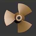 Shiny Golden Metal Propeller With Multiple Blades And Central Hole
