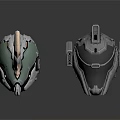 Futuristic Sci Fi Helmets With Metallic Silver And Black Armor Design Components 3d model