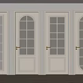 Stylish White Hinged Doors with Glass Panels and Golden Handles in Modern Design