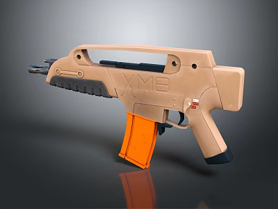 XM8 Assault Rifle With Beige Body Orange Magazine And Modern Design 3d model