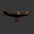 Ancient Greek Style Sculpted Pottery With Intricate Blue Carved Figure Design And Two Handles