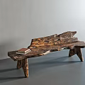 Rustic Wood Shoe Bench With Natural Grain Knots Book On Top Gray Wall Floor Background