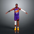 Man in Purple Basketball Jersey Number 22 with Arm Sleeves Knee Pads and Yellow Shoes