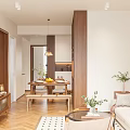 Modern Living Dining Room Interior Design With Sofa Coffee Table Rug TV And Wooden Floor