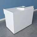 White Functional Desk With Green Top Surface And Storage Cabinets 3d model