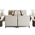 Modern Public Chairs Design With Beige Sofa Coffee Tables And Decorative Vases