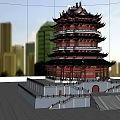 Chinese-style Ancient Building Yingshan Pavilion 3d model