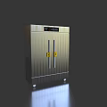 Stainless Steel Double Door Kitchen Appliance With Yellow Handles Digital Display And Wheels