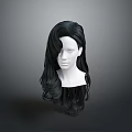 Realistic Human Head Model Showcasing Long Black Curly Hair And Natural Facial Features 3d model