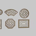 New Chinese-style openwork window openwork window lattice window wooden openwork window 3d model