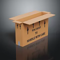 Household Supplies Cardboard Box For TV Transport With Handle With Care And Upward Arrows