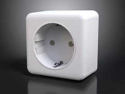 Modern White Square Power Socket With Plastic Body For Electrical Devices 3d model