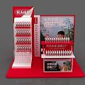 Tobacco And Alcohol Store With Red Display Stand Bottled Water Advertising Board And Character