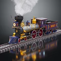 Electric Toy Vintage Steam Train with Smoking Chimney on Railway Track