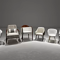 Various Modern Accent Chairs With Diverse Designs Showcased In Gray Display Space
