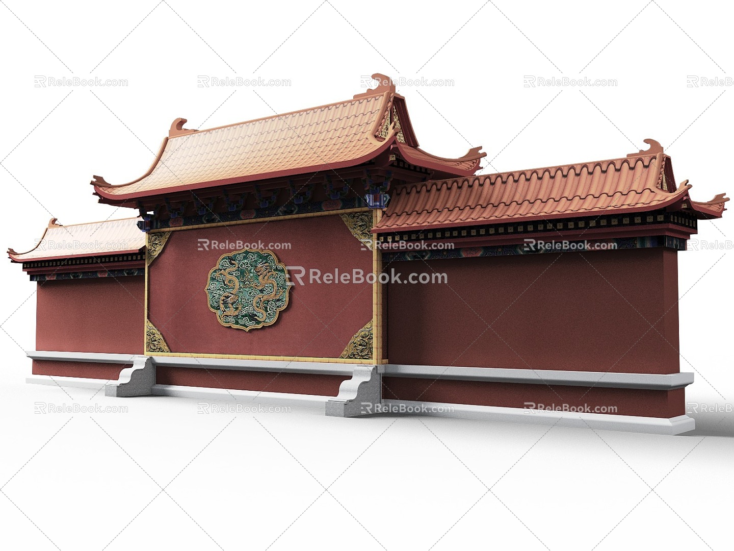 Chinese style landscape wall, photo wall, shadow wall, ancient building archway, imperial palace landscape wall 3d model