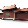 Chinese style landscape wall, photo wall, shadow wall, ancient building archway, imperial palace landscape wall 3d model