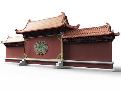 Chinese style landscape wall, photo wall, shadow wall, ancient building archway, imperial palace landscape wall 3d model