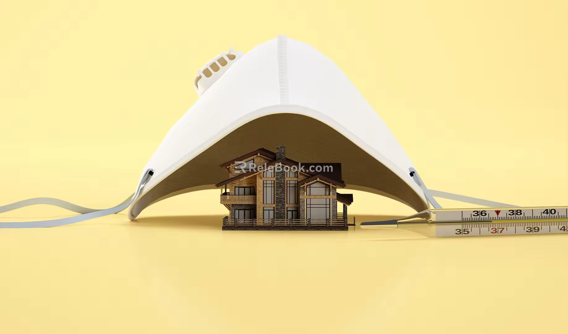 Modern measuring body temperature scene creative measuring body temperature 3d model