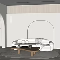 Wind sofa background wall modern sofa coffee table combination 3d model