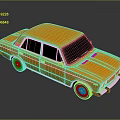 Orange Vintage Sedan With Black Windows And Retro Body Design