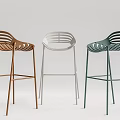 Modern Multi Colored Bar Stools With Unique Backrest Design And Sleek Metal Frame 3d model