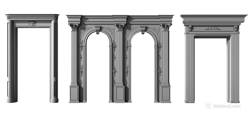 Classical Door Arch Designs With Carved Columns And Decorative Architectural Elements 3d model