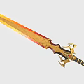 Ornate Golden Red Sword With Intricate Hilt Design And Shiny Decorative Blade