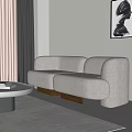 modern double sofa cream sofa 3d model